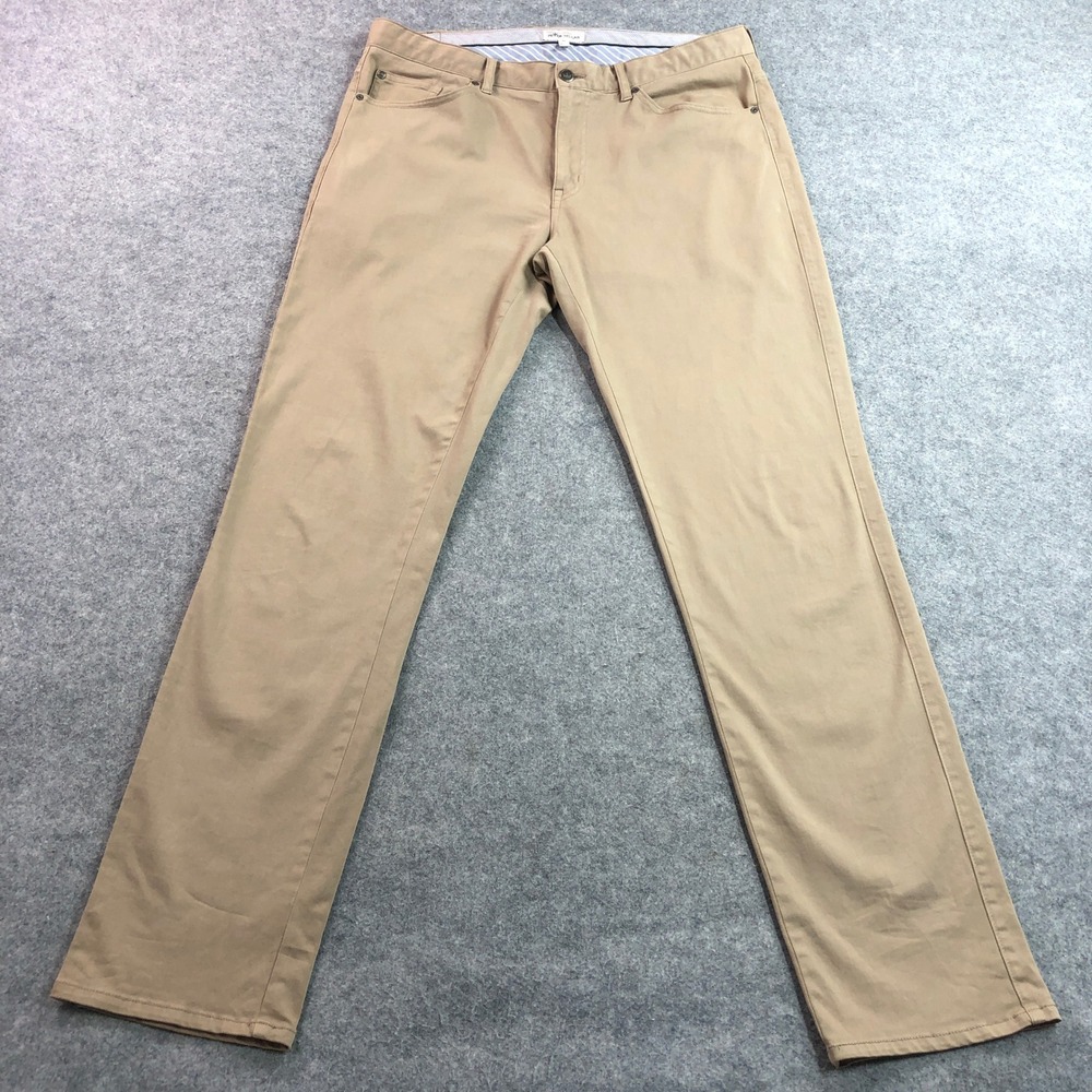Peter Millar Mens Pants 35 Tan Five Pocket Stretch Cotton Blend SKU-15501